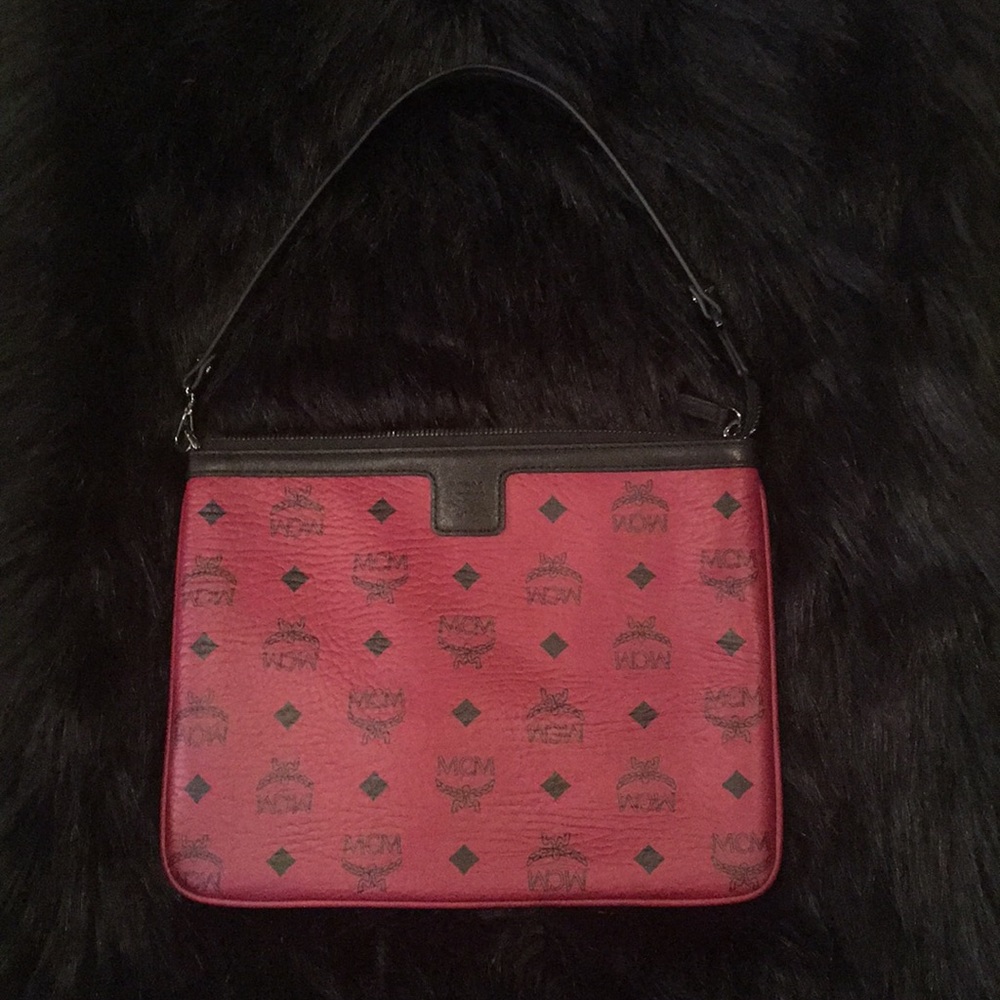 ❤ MCM Pouchette Red w/ Black Leather Trim - New!